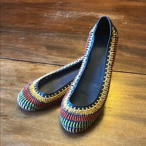 Jack Rogers Red and Blue Flats Artistic Design